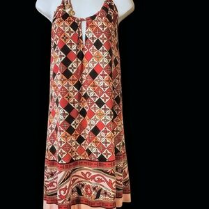Tory Burch Red and Orange Halter Sundress Midi